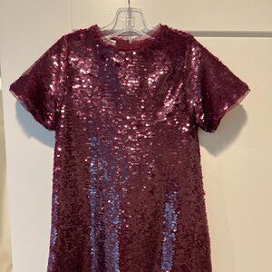 Zara Girls' Burgundy Sequin Party Dress – Size 6